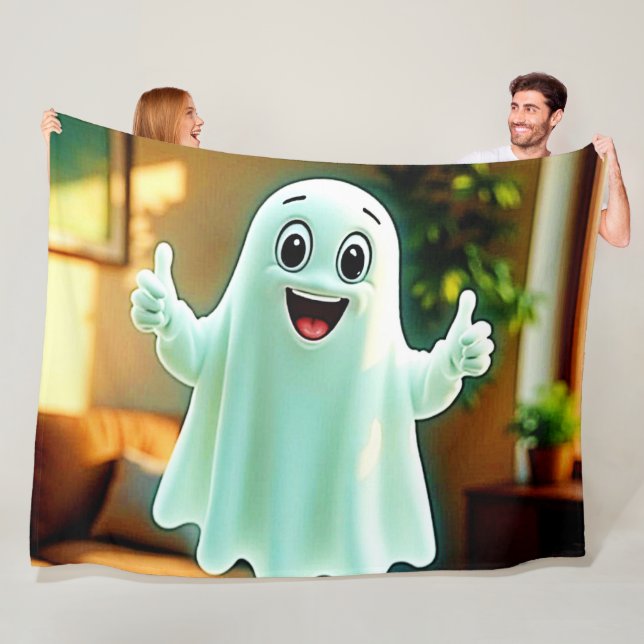 Lycklig Ghost tummar upp Fleecefilt (På plats)