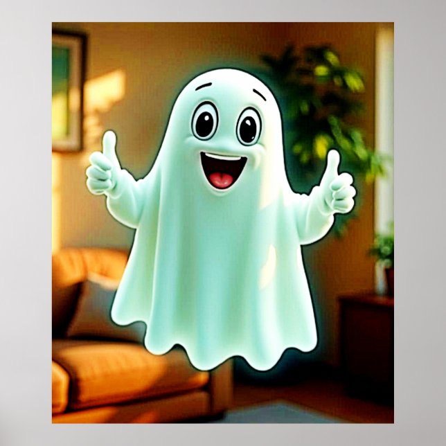 Lycklig Ghost tummar upp Poster (Framsidan)