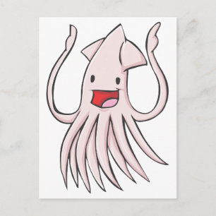 Lycklig Giant Squid Tecknad Vykort