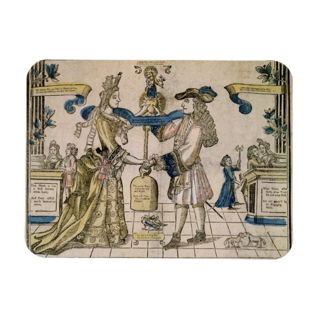 Lycklig Giftermål (träsket med stencil av färgad) Magnet (Horisontell)