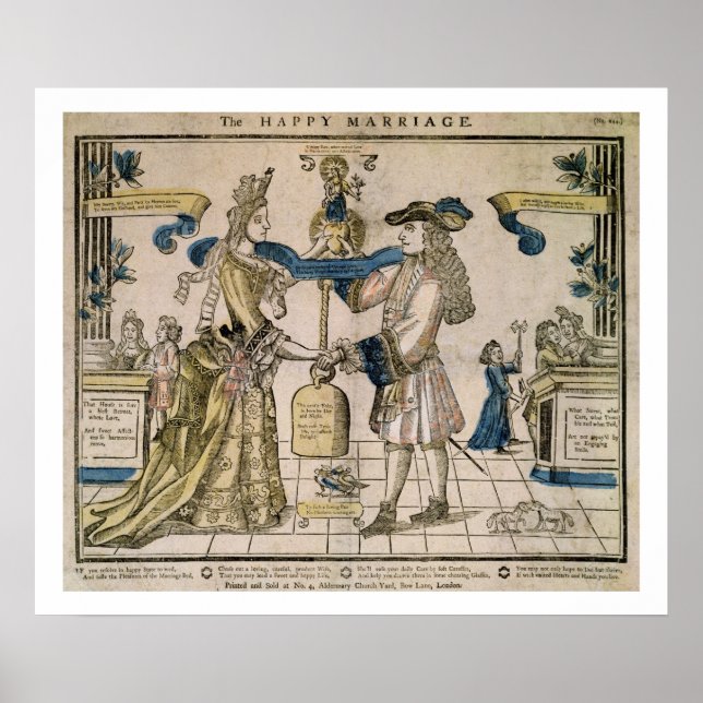 Lycklig Giftermål (träsket med stencil av färgad) Poster (Framsidan)