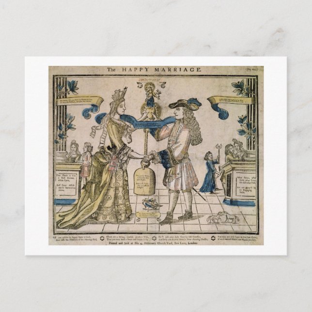 Lycklig Giftermål (träsket med stencil av färgad) Vykort (Framsida)