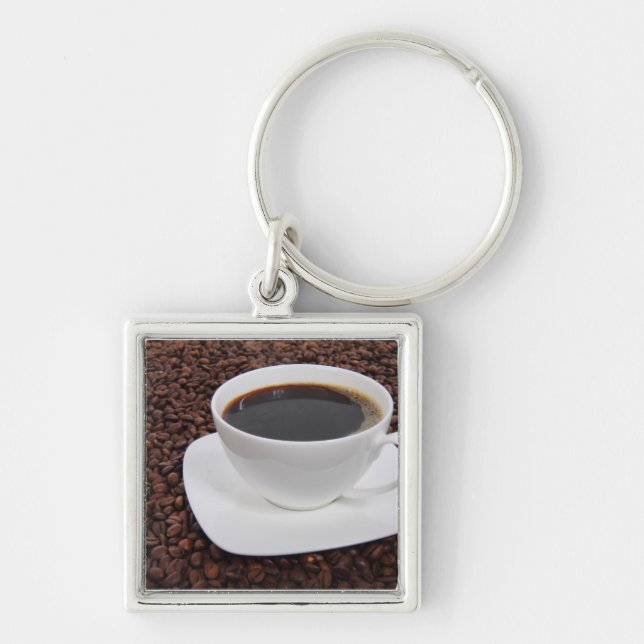 LYCKLIG GIFTING FYRKANTIG SILVERFÄRGAD NYCKELRING (Framsidan)