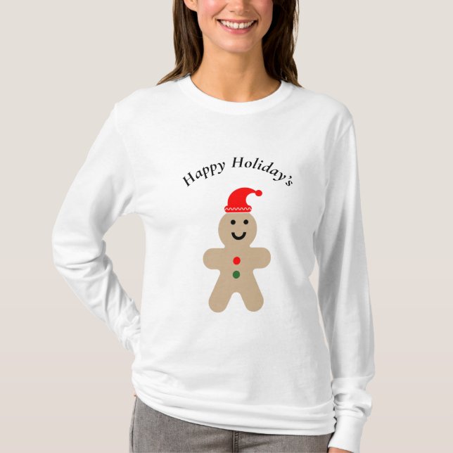 Lycklig Ginger Bread Man Helgdag T Shirt (Framsida)