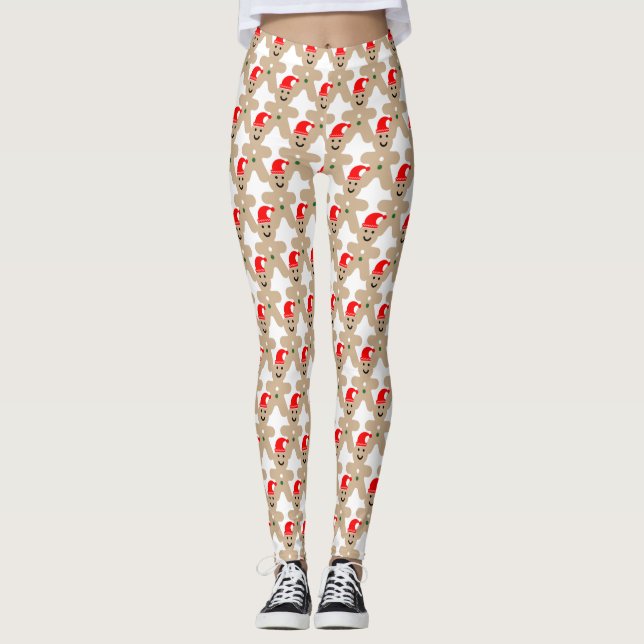 Lycklig Ginger Bread Man jul Leggings (Framsida)