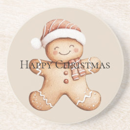 Lycklig Gingerbröd Cookie med Santa Hat Underlägg