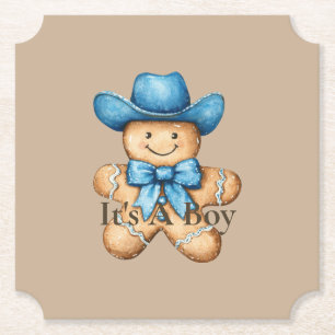 Lycklig Gingerbröd Cowboy. Det är en pojkbabyskor Underlägg Papper