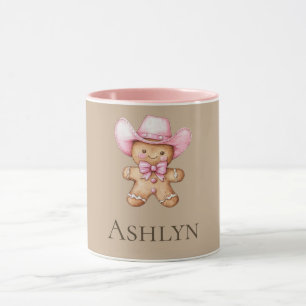 Lycklig Gingerbröd Rosa Cowgirl Namn Mugg