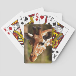Lycklig giraff som leker kort kortlek