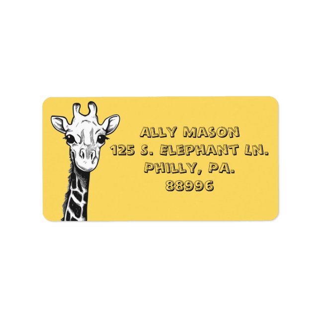 Lycklig Giraffe Adressetiketter (Framsidan)