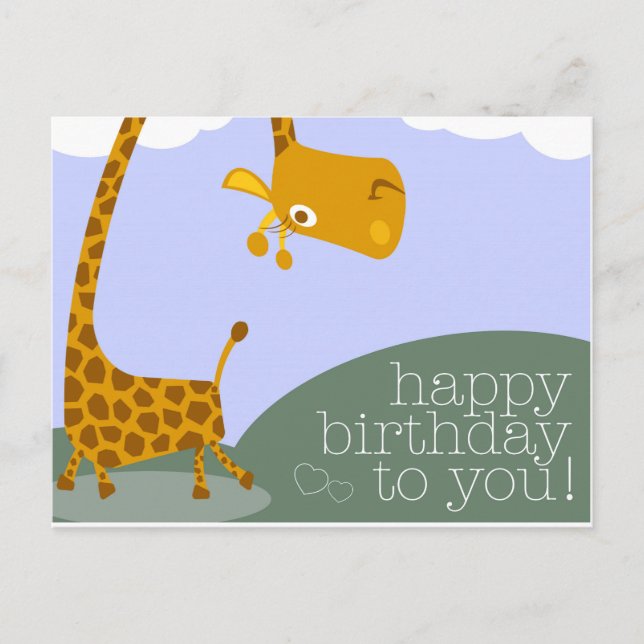 Lycklig Giraffe Birthday Greeting Card Vykort (Framsida)