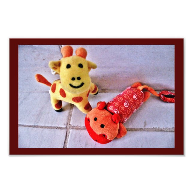 Lycklig Giraffe och Hippo Fototryck (Framsidan)