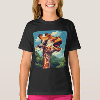 Lycklig Giraffe Pixel Art T-Shirt