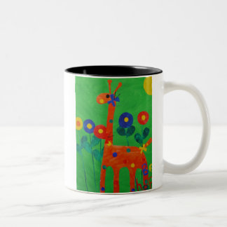 Lycklig giraffkaffekoppen Två-Tonad mugg