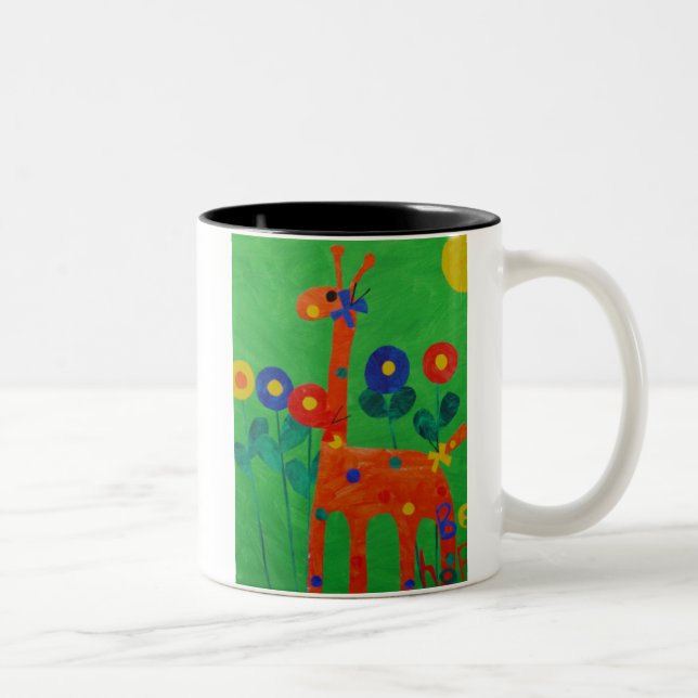 Lycklig giraffkaffekoppen Två-Tonad mugg (Höger)