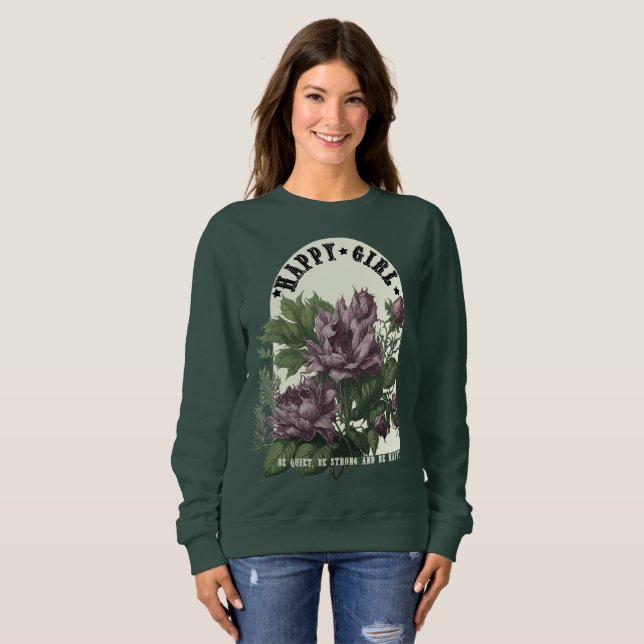 Lycklig Girl blommigt t-shirt (Hel framsida)