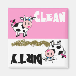 Lycklig Girl Cow Clean / Dirty Dishwasher Magnet