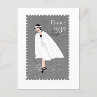 Lycklig Girl Frankrike Frimärke Art Art-vykort Vykort