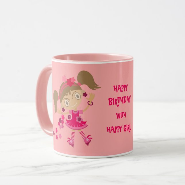 LYCKLIG GIRL GIFT BIRTHDAY MUGG (Framsida vänster)