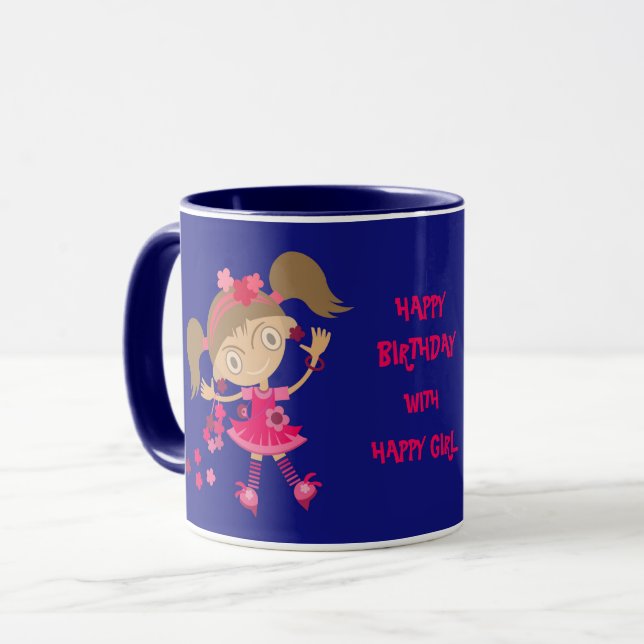 LYCKLIG GIRL GIFT BIRTHDAY MUGG (Framsida vänster)