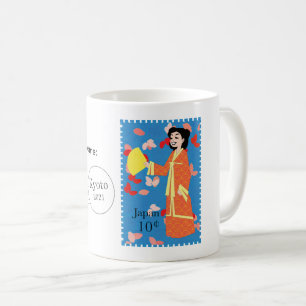 Lycklig Girl Japan Frimärke Art Anpassade Mugg