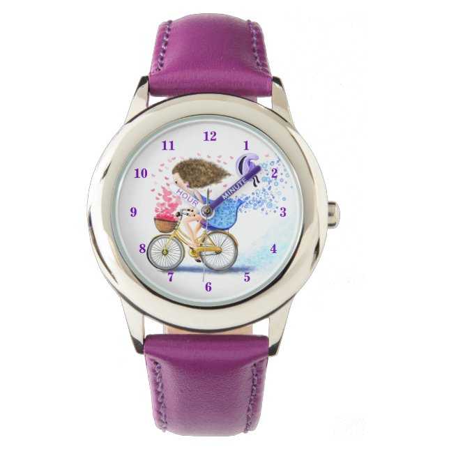 Lycklig Girl med Bike Watch Watch Armbandsur (Framsida)