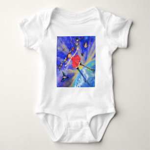 Lycklig Girl med Birds Baby Bodykostym T Shirt
