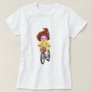 Lycklig Girl på en bike T-Shirt Gift
