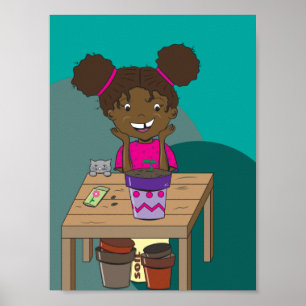 Lycklig Girl Starring på hennes Poster