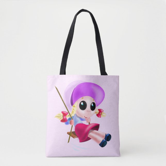 Lycklig Girl Swinging Tote Bag Tygkasse (Framsida)