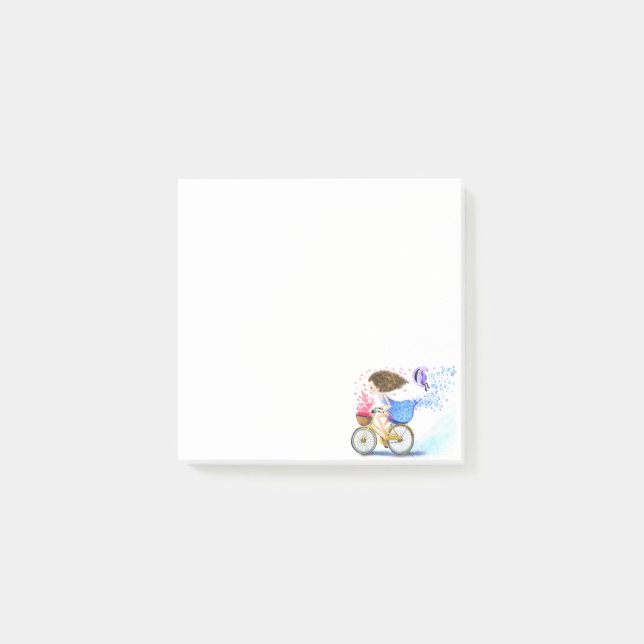 Lycklig Girl with Bike Post-it® Notes Post-it Block (Framsida)
