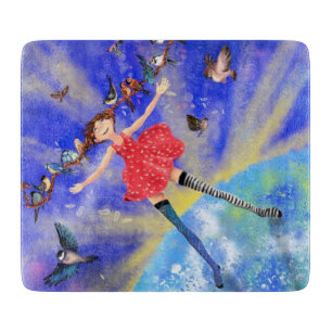 Lycklig Girl with Birds - Happines - Joy