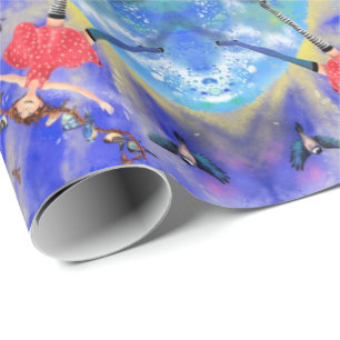Lycklig Girl with Birds - Happines Presentpapper