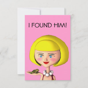 Lycklig Girl with Frog Prince Inbjudningar