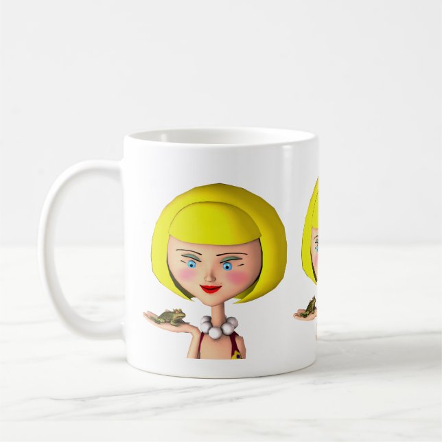 Lycklig Girl with Frog Prince Kaffemugg (Vänster)