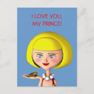 Lycklig Girl with Frog Prince Vykort