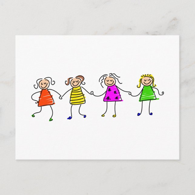 Lycklig Girls Vykort (Framsida)