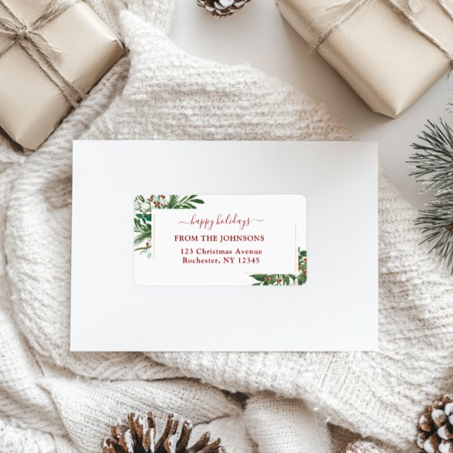 Lycklig-Glad helg-julklapp, roustik, färsk Adressetikett (Skapare uppladdad)