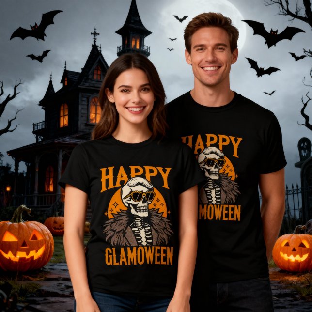 Lycklig Glamoween Glamourous Halloween Skeleton T Shirt (Skapare uppladdad)