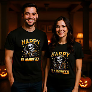 Lycklig Glamoween Glamourous Halloween Skeleton T Shirt
