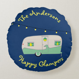 Lycklig Glamper Mint GreenVintage Canned Ham Trail Rund Kudde