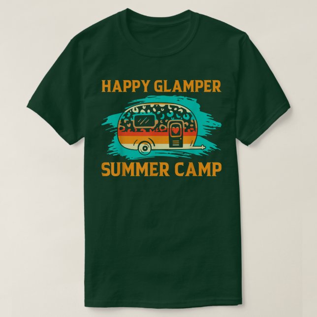 Lycklig Glamper-sommarlägret Camp, Forest Summer C T Shirt (Design framsida)