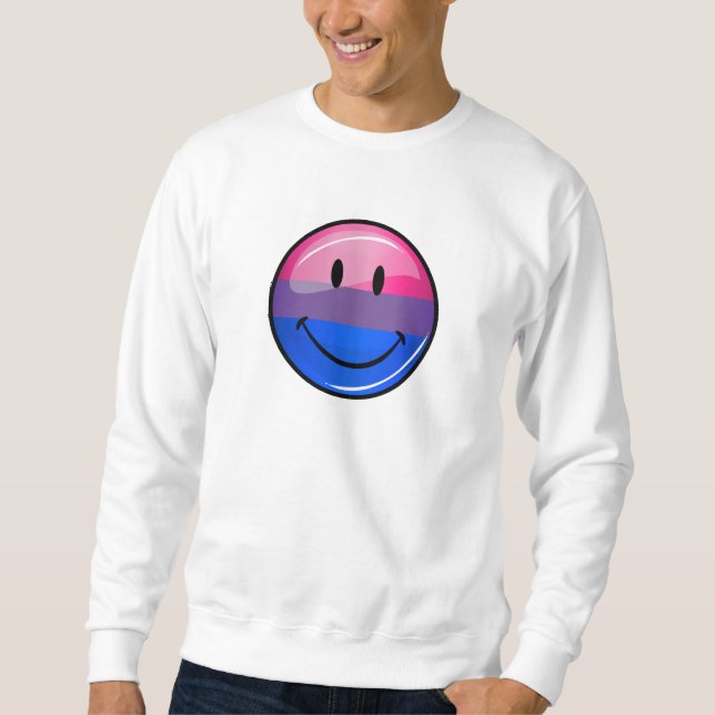 Lycklig glansig Bisexualityprideflagga Sweatshirt (Framsida)