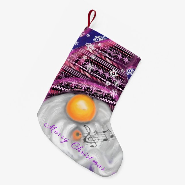 Lycklig Gnome i Lila Hat-julklapp Liten Julstrumpa (Framsidan (Hängande))