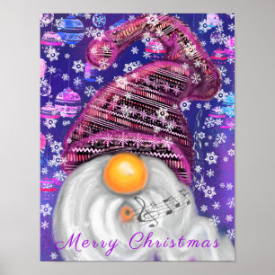 Lycklig Gnome i Lila Hat-Sjungor en jul Sång Poster