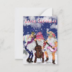 Lycklig Gnome Music Band Funny julkort Anteckningskort