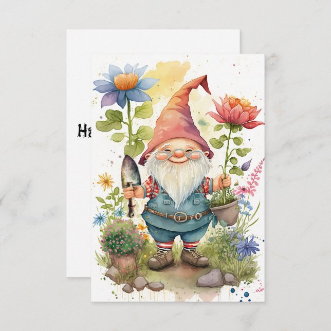 Lycklig Gnome-tastic Birthday Postcard: Colorful G Kort (Fram/baksida)