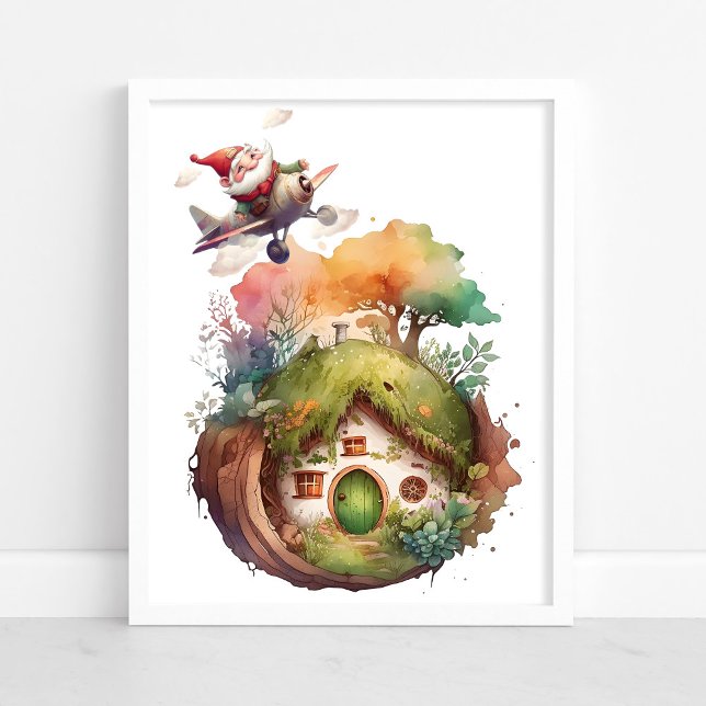 Lycklig Gnome Travel Earth House | POSTER (Skapare uppladdad)