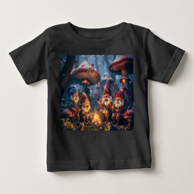 Lycklig Gnomes Digital Art T Shirt (Framsida)