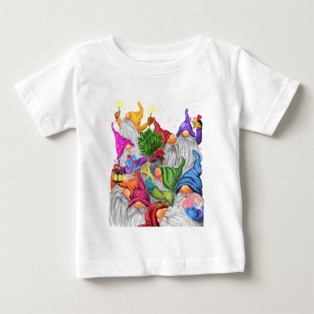 Lycklig Gnomes jul Baby T-Shirt (Framsida)